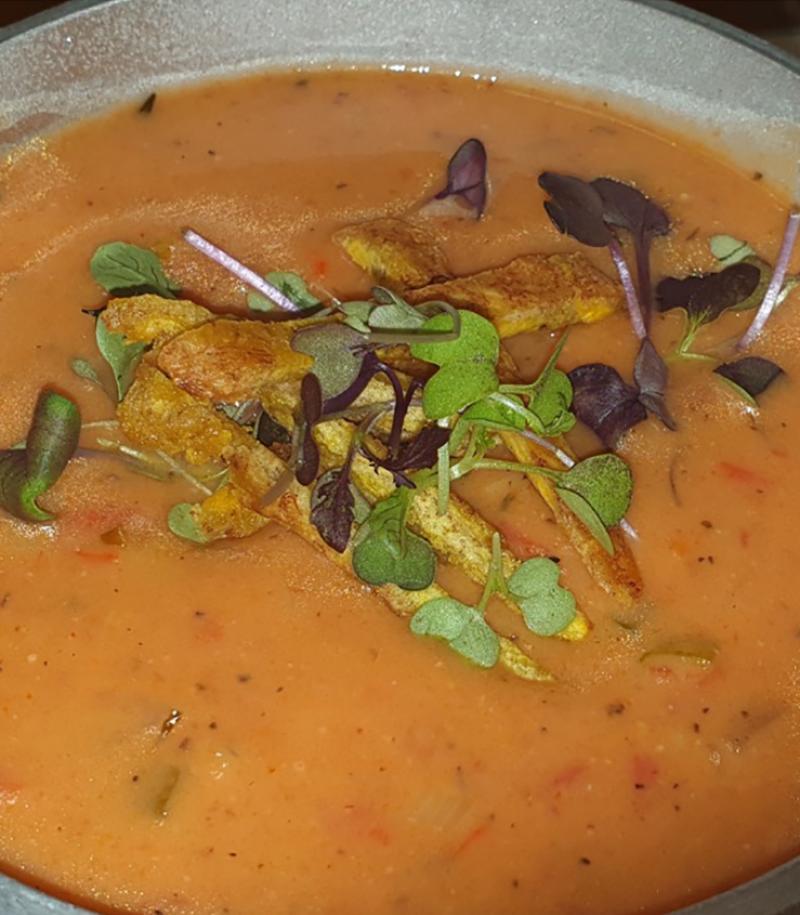 Halibut in tramezzino with nori seaweed, asparagus pure, morel sauce